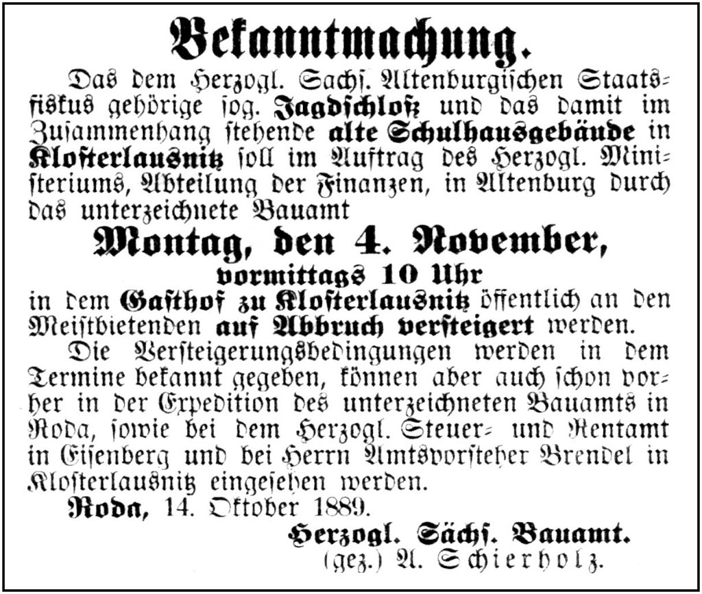 1889-10-14 Kl Abbruch Schule